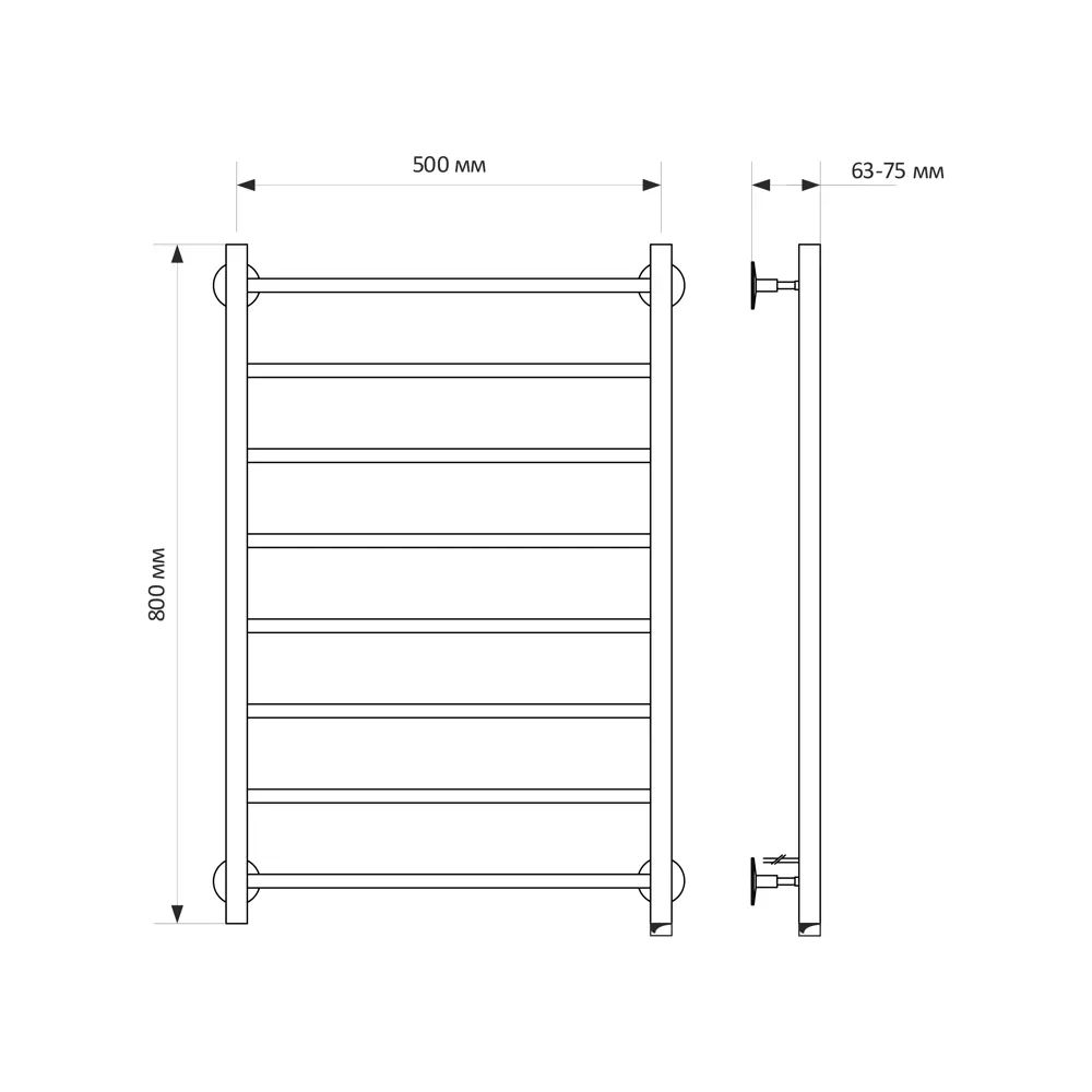 Фото 2 Полотенцесушитель электрический Mixline VEGA 525x800 мм 340 Вт правый лесенка цвет серый Фото 2 Полотенцесушитель электрический Mixline VEGA 525x800 мм 340 Вт правый лесенка цвет серый