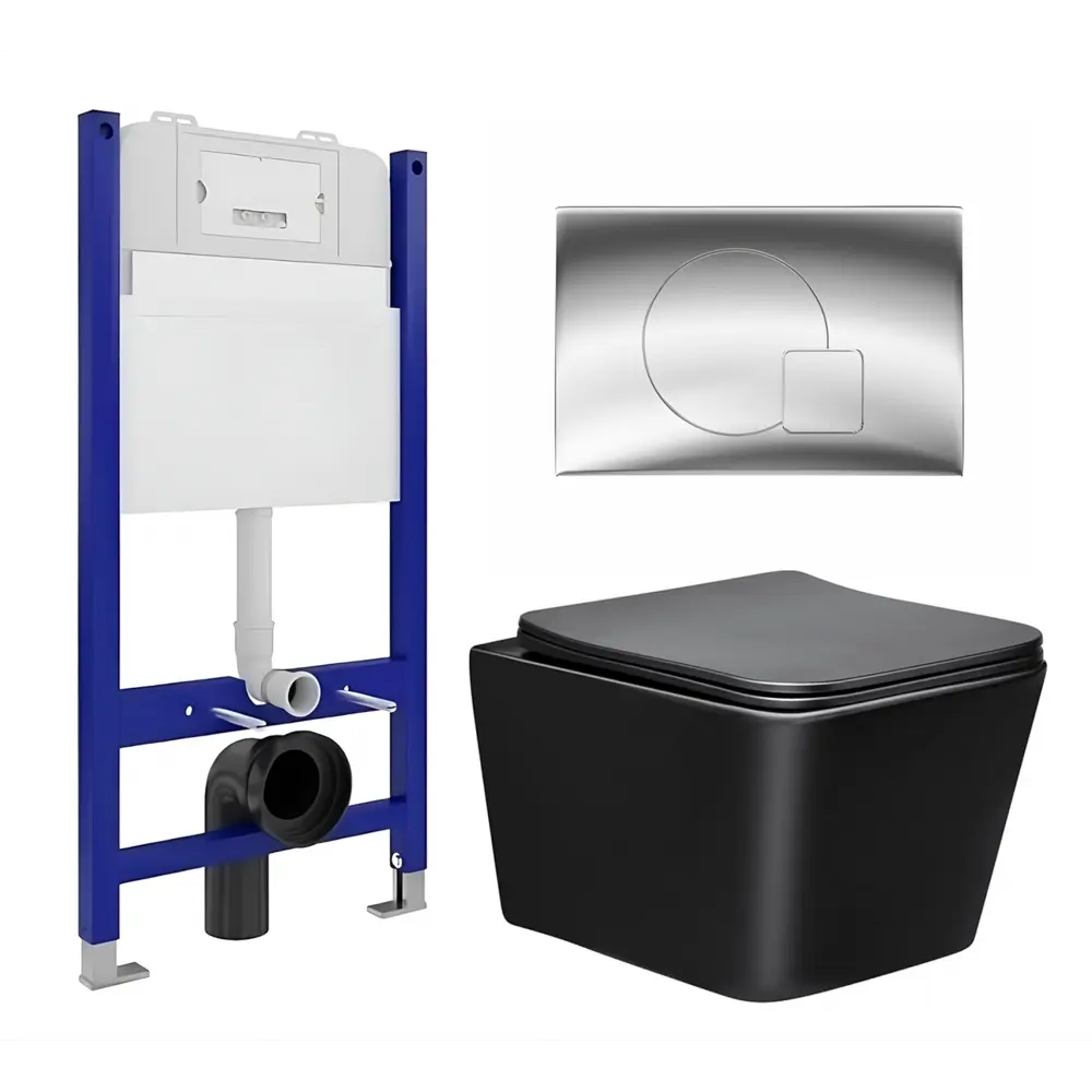 Фото Комплект инсталляция с унитазом Enio 550648 цвет черный Фото Комплект инсталляция с унитазом Enio 550648 цвет черный