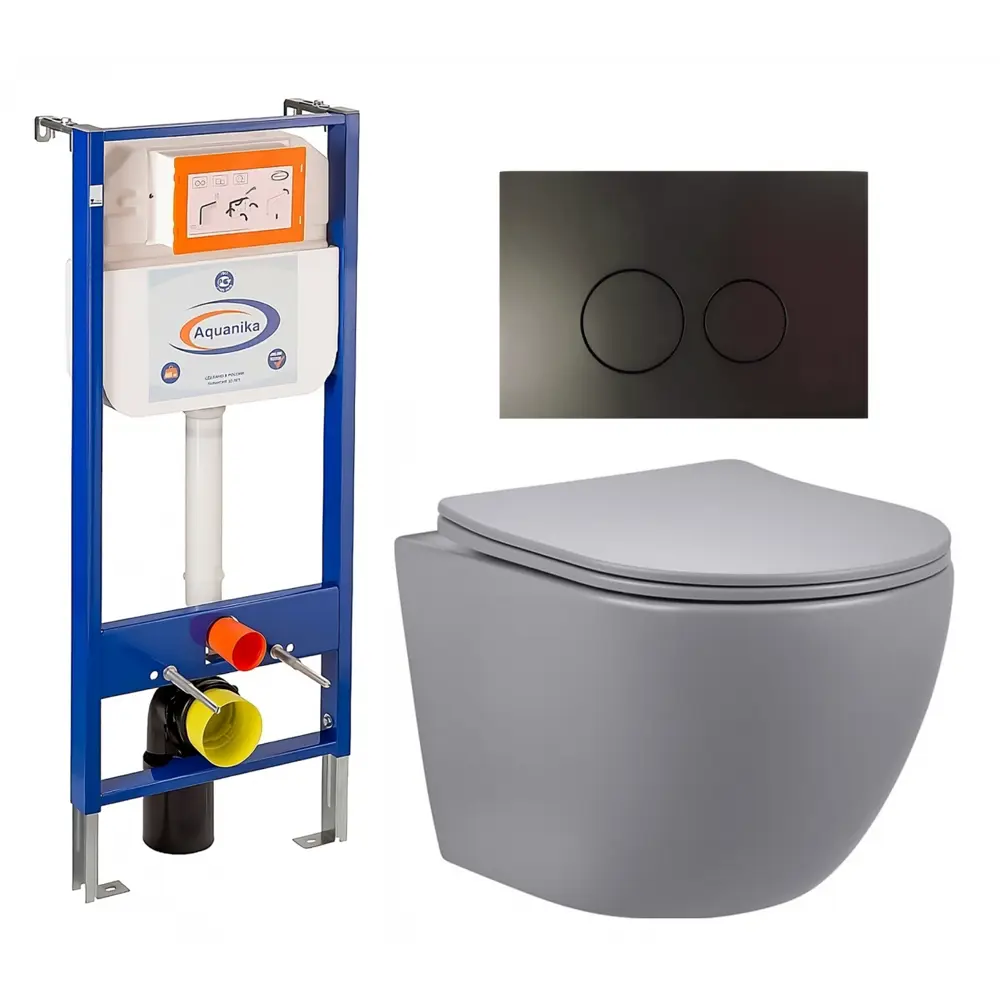 Фото Комплект инсталляция с унитазом Enio 590331 цвет серый