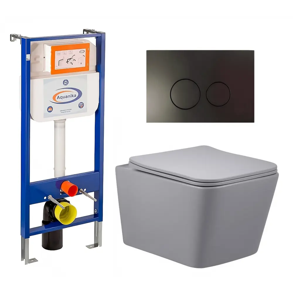Фото Комплект инсталляция с унитазом Enio 590332 цвет серый