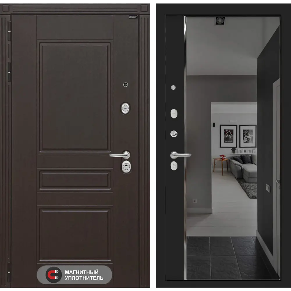 Фото Входная дверь Лабиринт Мегаполис левый 205x88см цвет венге/черный кварц с зеркалом Панорама Фото Входная дверь Лабиринт Мегаполис левый 205x88см цвет венге/черный кварц с зеркалом Панорама