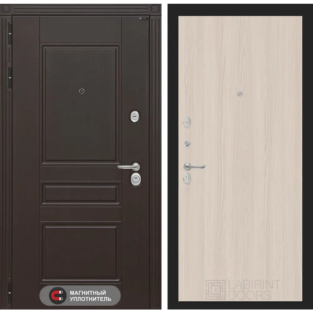 Фото Входная дверь Лабиринт Мегаполис с панелью П05 левый 205x88см цвет венге/ясень светлый Фото Входная дверь Лабиринт Мегаполис с панелью П05 левый 205x88см цвет венге/ясень светлый