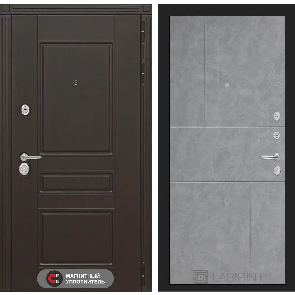 Фото Входная дверь Лабиринт Мегаполис с панелью П21 правый 205x96см цвет венге/бетон светлый