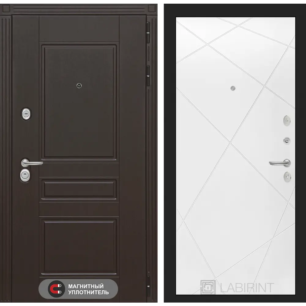 Фото Входная дверь Лабиринт Мегаполис с панелью П24 правый 205x88см цвет венге/белый софт Фото Входная дверь Лабиринт Мегаполис с панелью П24 правый 205x88см цвет венге/белый софт