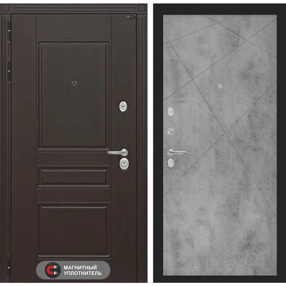 Фото Входная дверь Лабиринт Мегаполис с панелью П24 левый 205x88см цвет венге/бетон светлый Фото Входная дверь Лабиринт Мегаполис с панелью П24 левый 205x88см цвет венге/бетон светлый