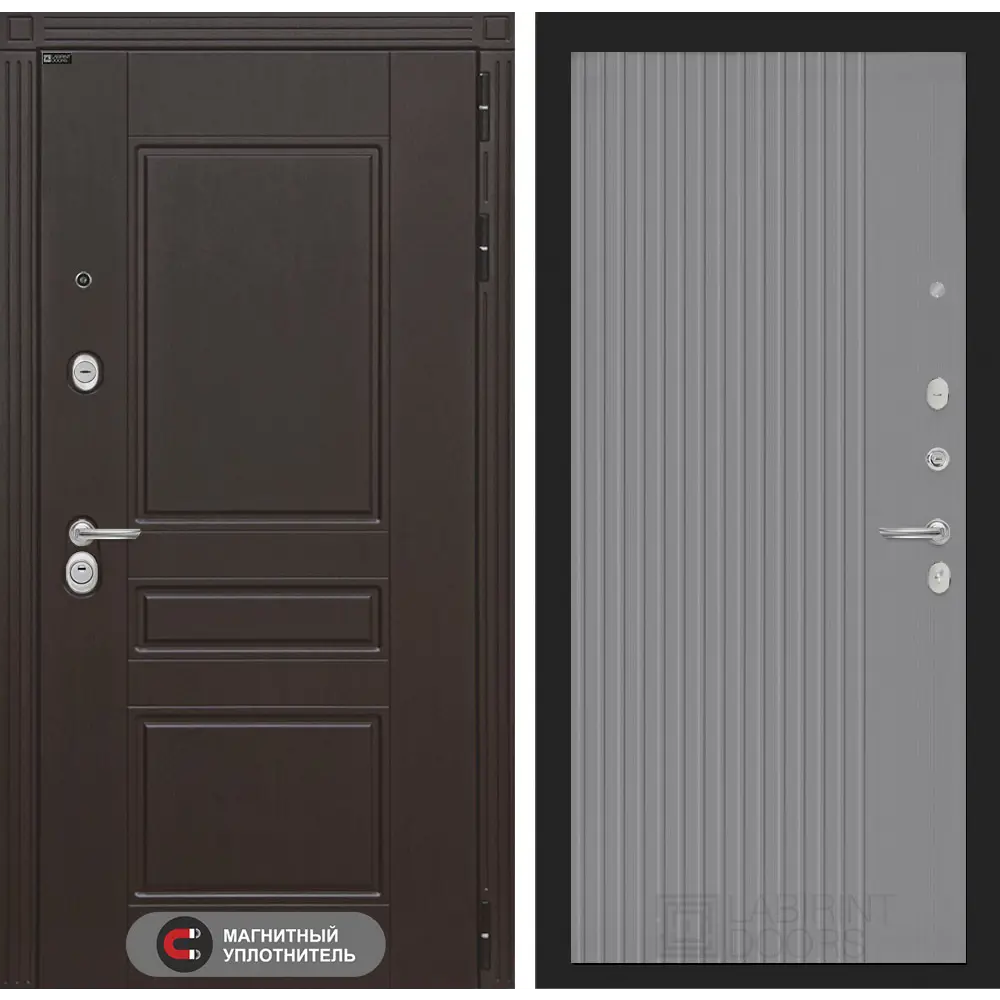 Фото Входная дверь Лабиринт Мегаполис с панелью П29 правый 205x88см цвет венге/серый софт рельеф Фото Входная дверь Лабиринт Мегаполис с панелью П29 правый 205x88см цвет венге/серый софт рельеф