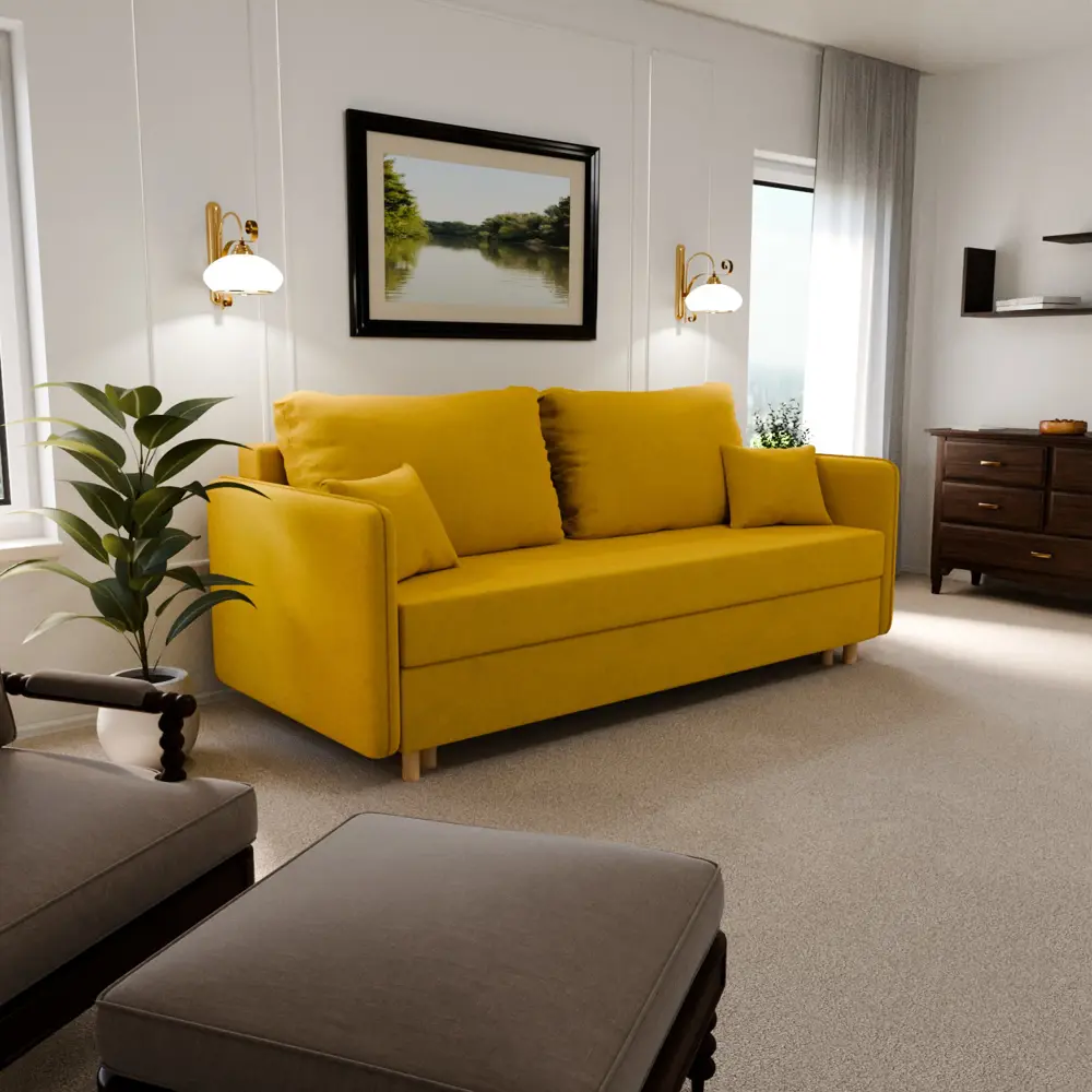 Фото Раскладной диван Yorcom Комфорта 210x80x100 см велюр цвет желтый Фото Раскладной диван Yorcom Комфорта 210x80x100 см велюр цвет желтый