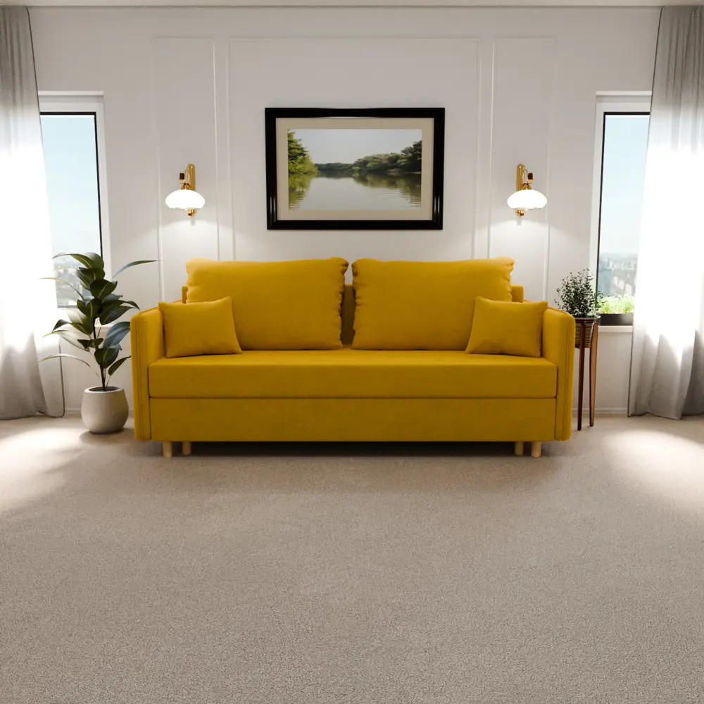 Фото 2 Раскладной диван Yorcom Комфорта 210x80x100 см велюр цвет желтый Фото 2 Раскладной диван Yorcom Комфорта 210x80x100 см велюр цвет желтый