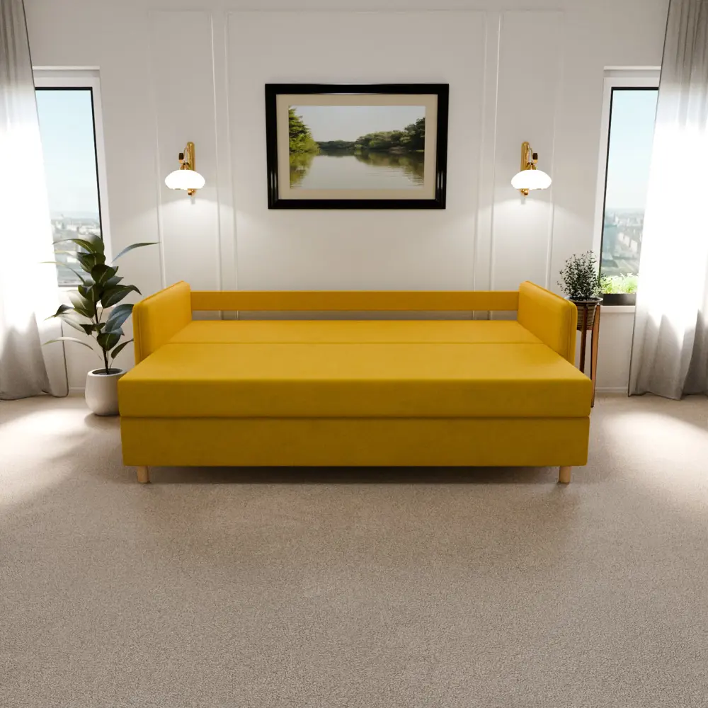 Фото 5 Раскладной диван Yorcom Комфорта 210x80x100 см велюр цвет желтый Фото 5 Раскладной диван Yorcom Комфорта 210x80x100 см велюр цвет желтый