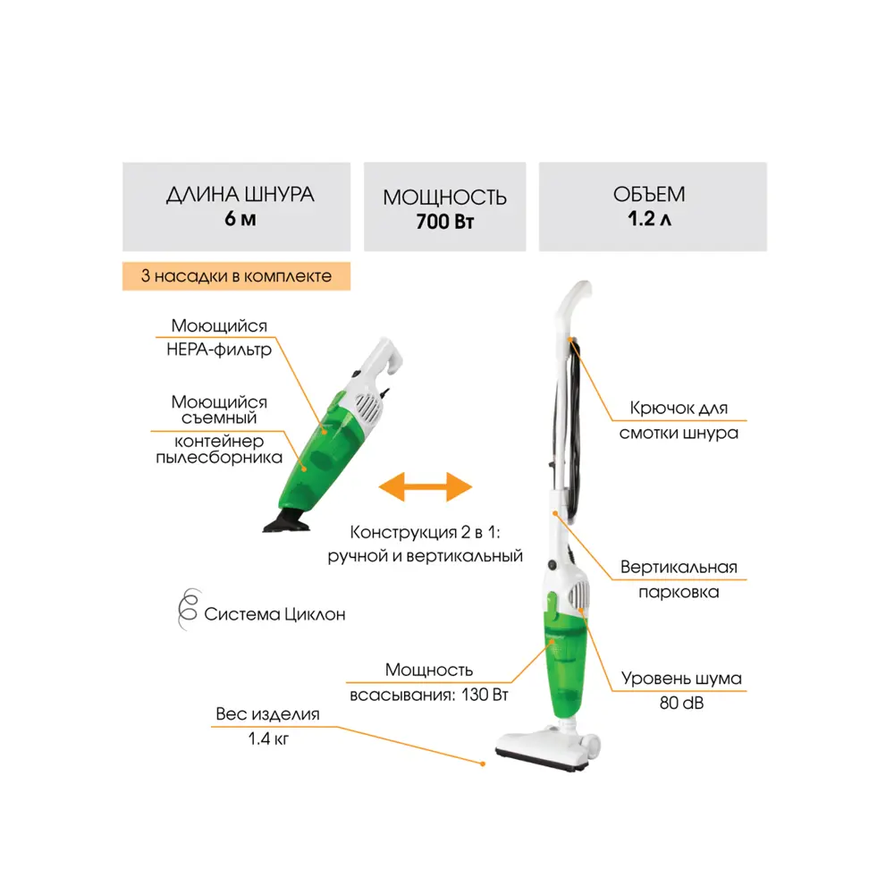 Фото 4 Вертикальный пылесос циклонного типа Endever Skyclean VC-279 Фото 4 Вертикальный пылесос циклонного типа Endever Skyclean VC-279