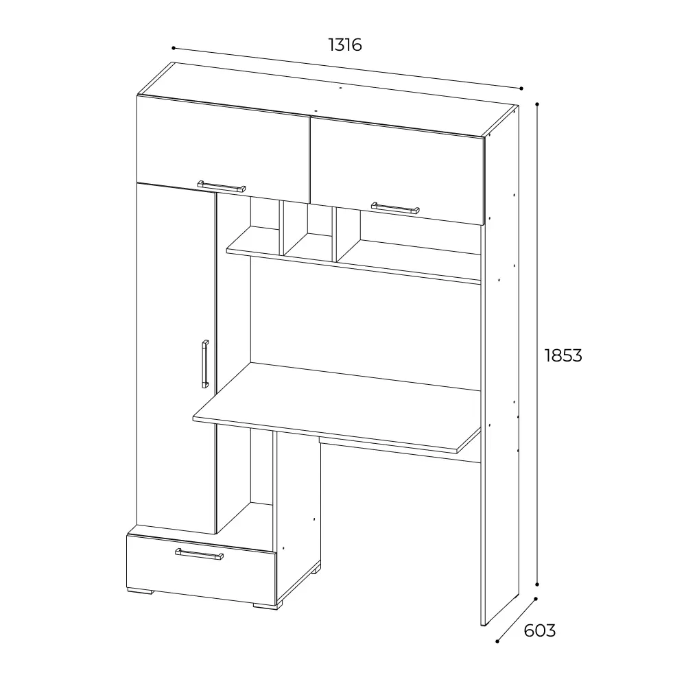 Фото 3 Стол Тэкс Квартет-11 132x185x60 см ЛДСП цвет венге/дуб сонома