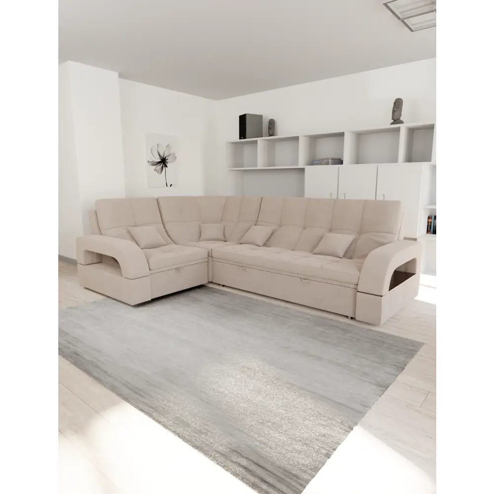 Фото Раскладной диван Yorcom Майами-3 7 268x97x187 см велюр цвет бежевый Фото Раскладной диван Yorcom Майами-3 7 268x97x187 см велюр цвет бежевый