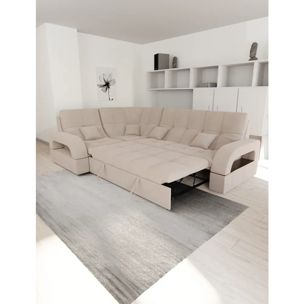 Фото 2 Раскладной диван Yorcom Майами-3 7 268x97x187 см велюр цвет бежевый Фото 2 Раскладной диван Yorcom Майами-3 7 268x97x187 см велюр цвет бежевый