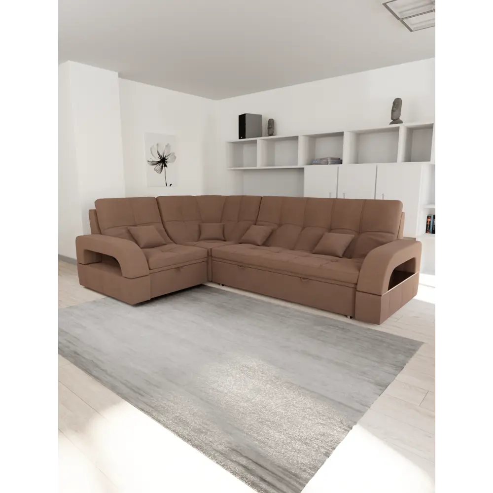 Фото Раскладной диван Yorcom Майами-3 23 268x97x187 см велюр цвет коричневый Фото Раскладной диван Yorcom Майами-3 23 268x97x187 см велюр цвет коричневый