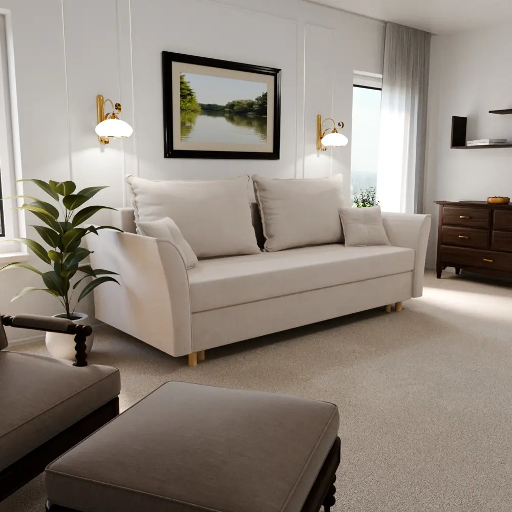 Фото Раскладной диван Yorcom Наоми 1 220x80x100 см велюр цвет белый