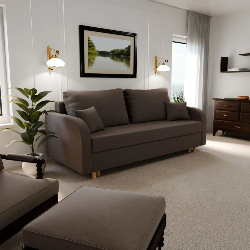 Фото Раскладной диван Yorcom Оазис 23 220x80x100 см велюр цвет коричневый