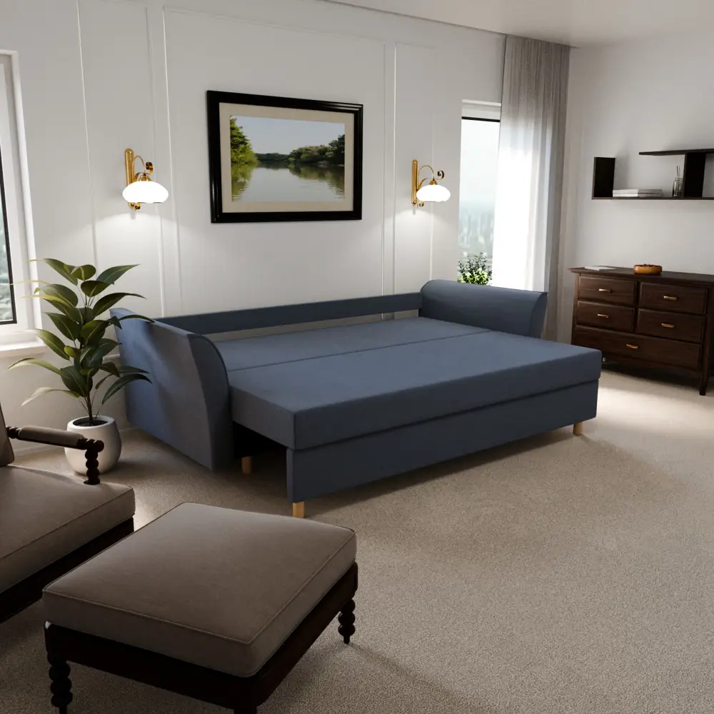 Фото 3 Раскладной диван Yorcom Мелодия 220x80x100 см велюр цвет серо-фиолетовый