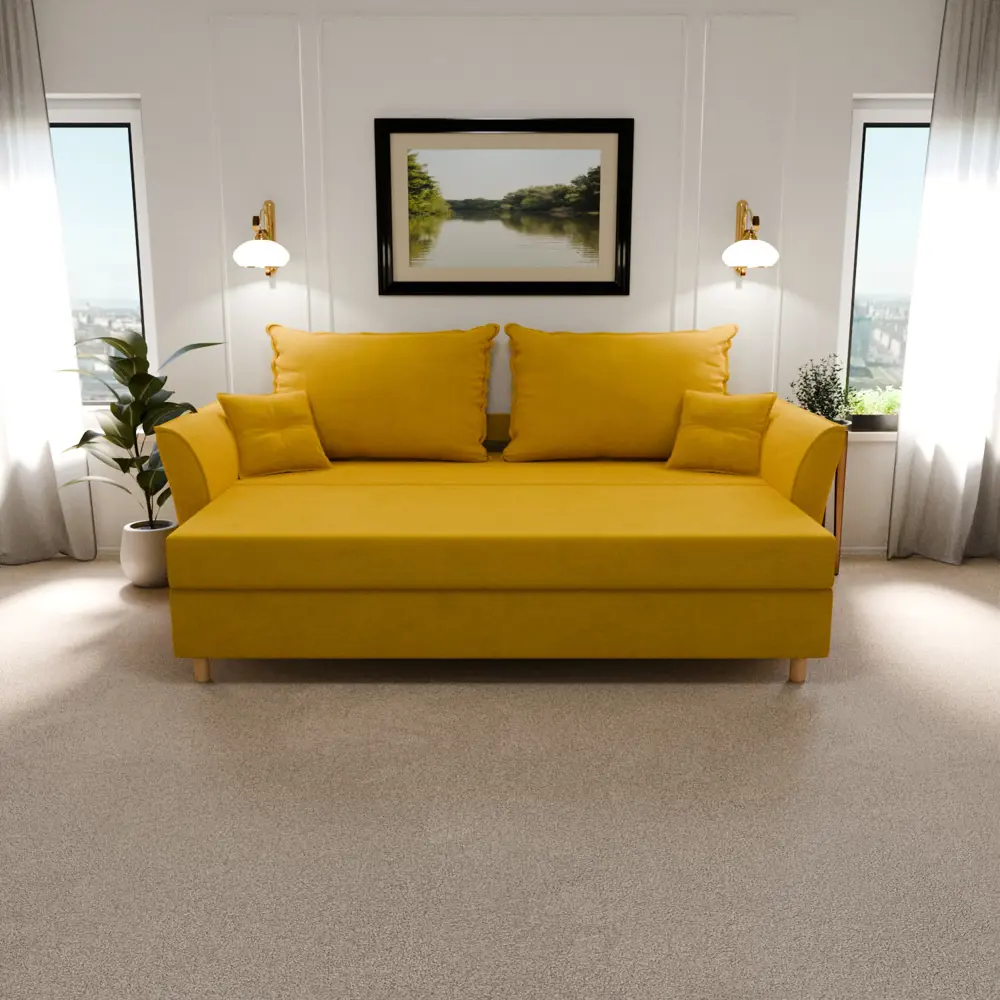 Фото 4 Раскладной диван Yorcom naomi_40_NPB 220x80x100 см велюр цвет жёлтый Фото 4 Раскладной диван Yorcom naomi_40_NPB 220x80x100 см велюр цвет жёлтый