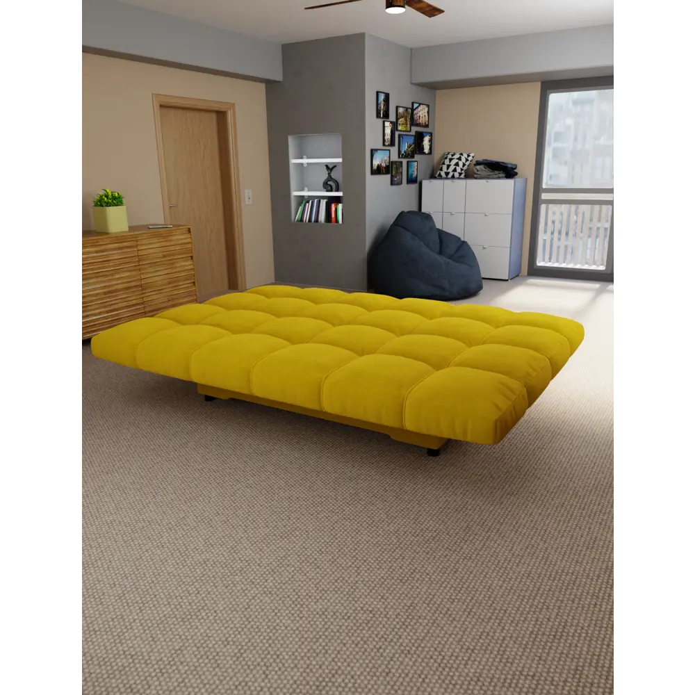 Фото 2 Раскладной диван Yorcom Финка 40 190x100x100 см велюр цвет жёлтый Фото 2 Раскладной диван Yorcom Финка 40 190x100x100 см велюр цвет жёлтый