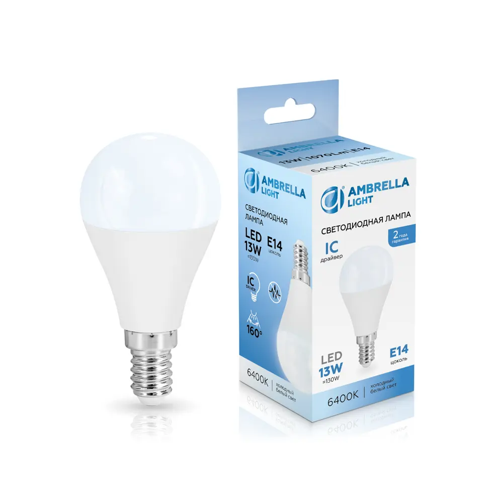 Фото Лампочка светодиодная Ambrella light 451316 E14 175-265 В 13 Вт шар малый белый 1070 Лм холодный белый (голубой) свет Фото Лампочка светодиодная Ambrella light 451316 E14 175-265 В 13 Вт шар малый белый 1070 Лм холодный белый (голубой) свет