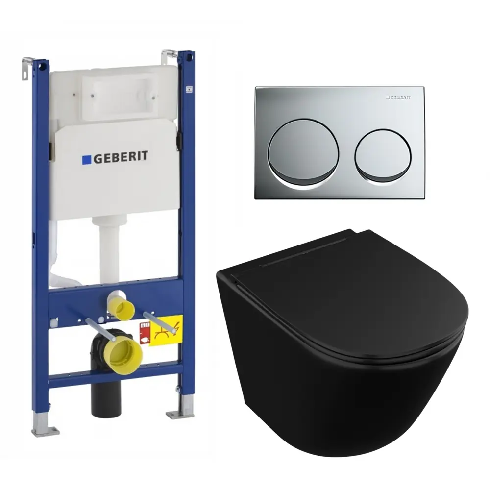 Фото Комплект инсталляция с унитазом Geberit 673556 цвет черный Фото Комплект инсталляция с унитазом Geberit 673556 цвет черный