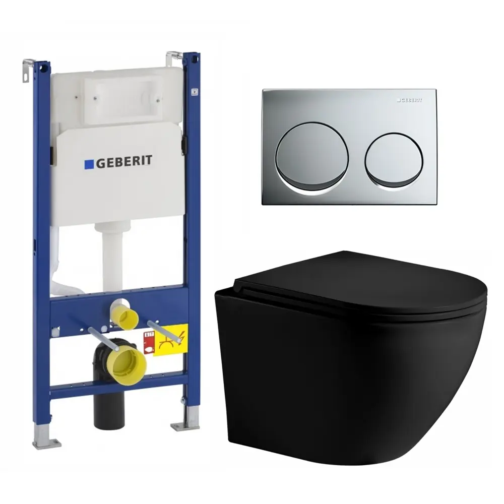 Фото Комплект инсталляция с унитазом Geberit 673557 цвет черный