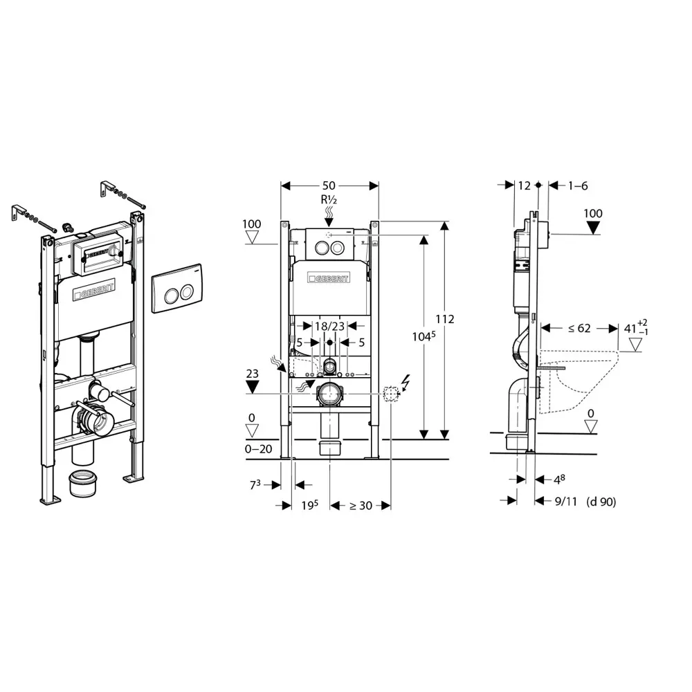 Фото 5 Комплект инсталляция с унитазом Geberit 510283 цвет белый