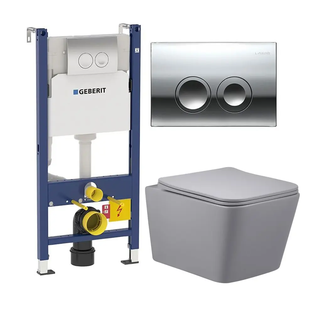Фото Комплект инсталляция с унитазом Geberit 472120 цвет серый Фото Комплект инсталляция с унитазом Geberit 472120 цвет серый