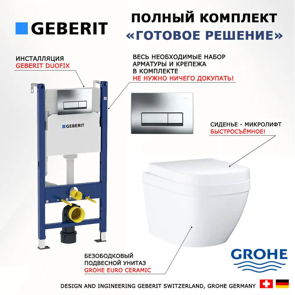 Фото 7 Комплект инсталляция с унитазом Geberit 462684 цвет белый Фото 7 Комплект инсталляция с унитазом Geberit 462684 цвет белый