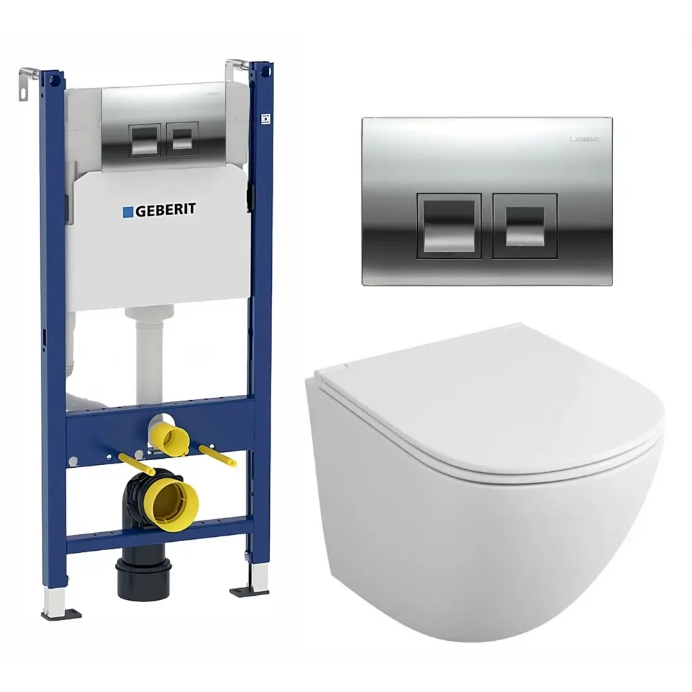 Фото Комплект инсталляция с унитазом Geberit 594821 цвет белый Фото Комплект инсталляция с унитазом Geberit 594821 цвет белый