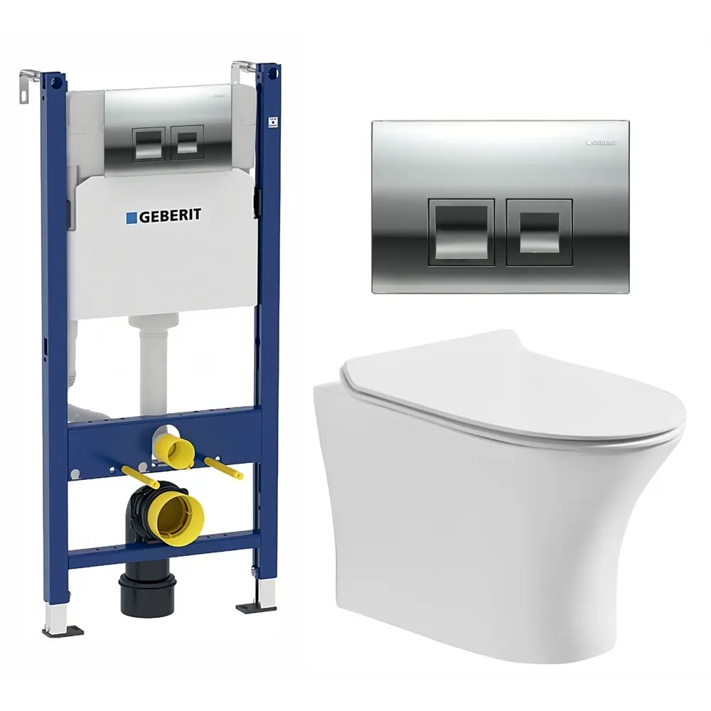 Фото Комплект инсталляция с унитазом Geberit 594810 цвет белый Фото Комплект инсталляция с унитазом Geberit 594810 цвет белый
