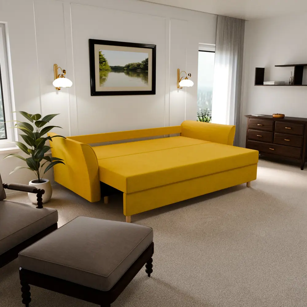 Фото 4 Раскладной диван Yorcom pandora_40 220x80x100 см велюр цвет жёлтый Фото 4 Раскладной диван Yorcom pandora_40 220x80x100 см велюр цвет жёлтый