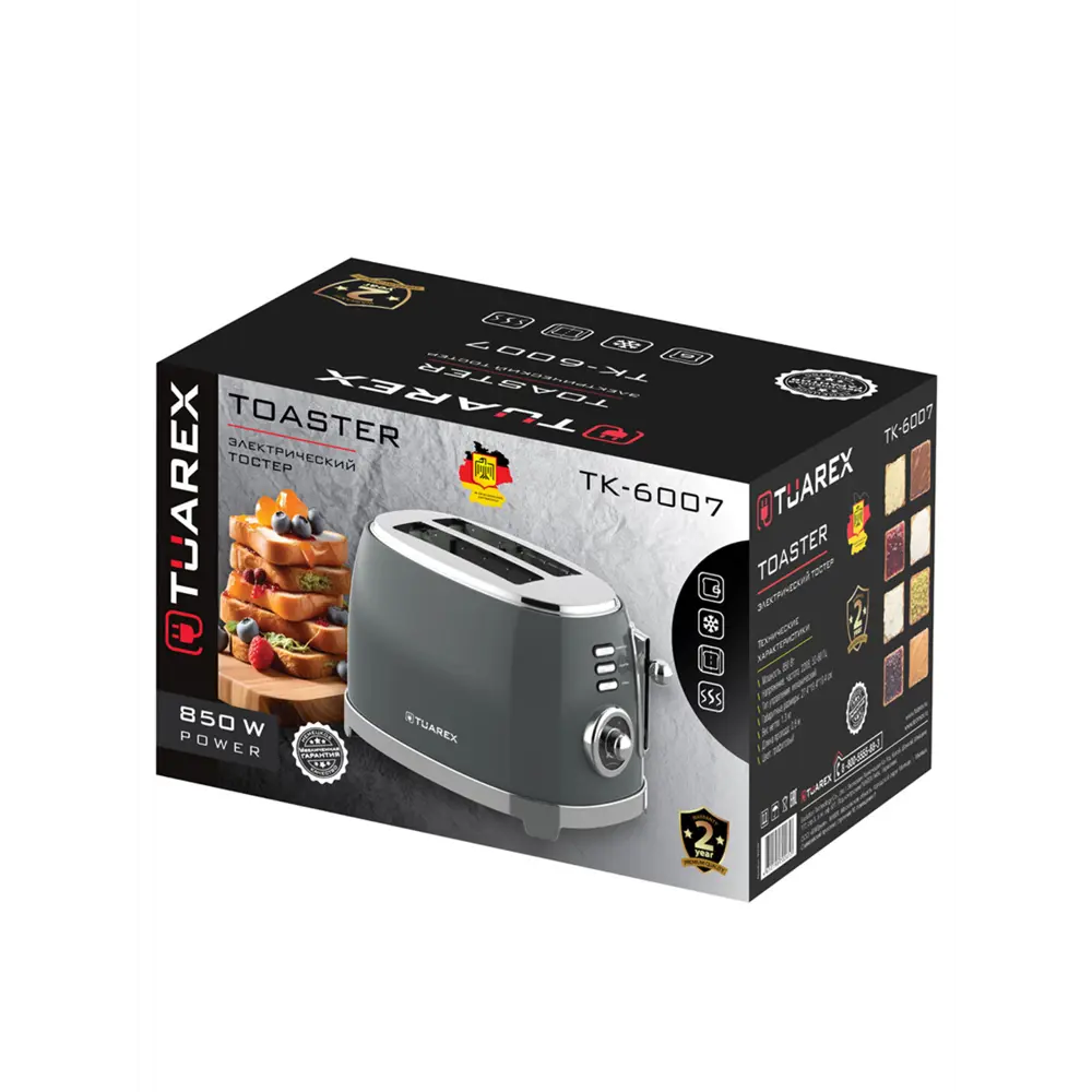 Фото 13 Тостер Tuarex Tk-6007 цвет светло-серый Фото 13 Тостер Tuarex Tk-6007 цвет светло-серый