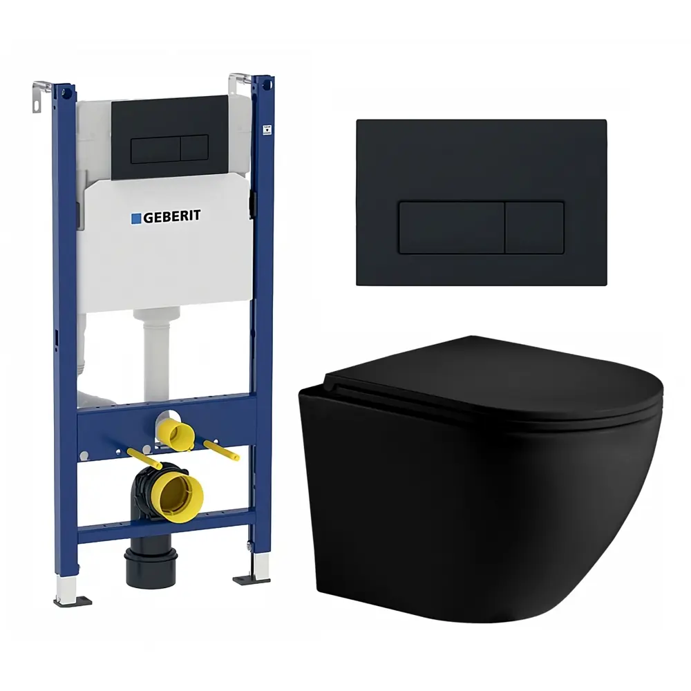Фото Комплект инсталляция с унитазом Geberit 587678 цвет черный Фото Комплект инсталляция с унитазом Geberit 587678 цвет черный