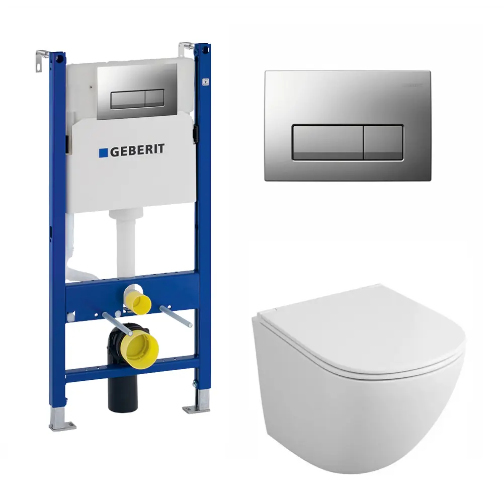 Фото Комплект инсталляция с унитазом Geberit 425889 цвет белый Фото Комплект инсталляция с унитазом Geberit 425889 цвет белый
