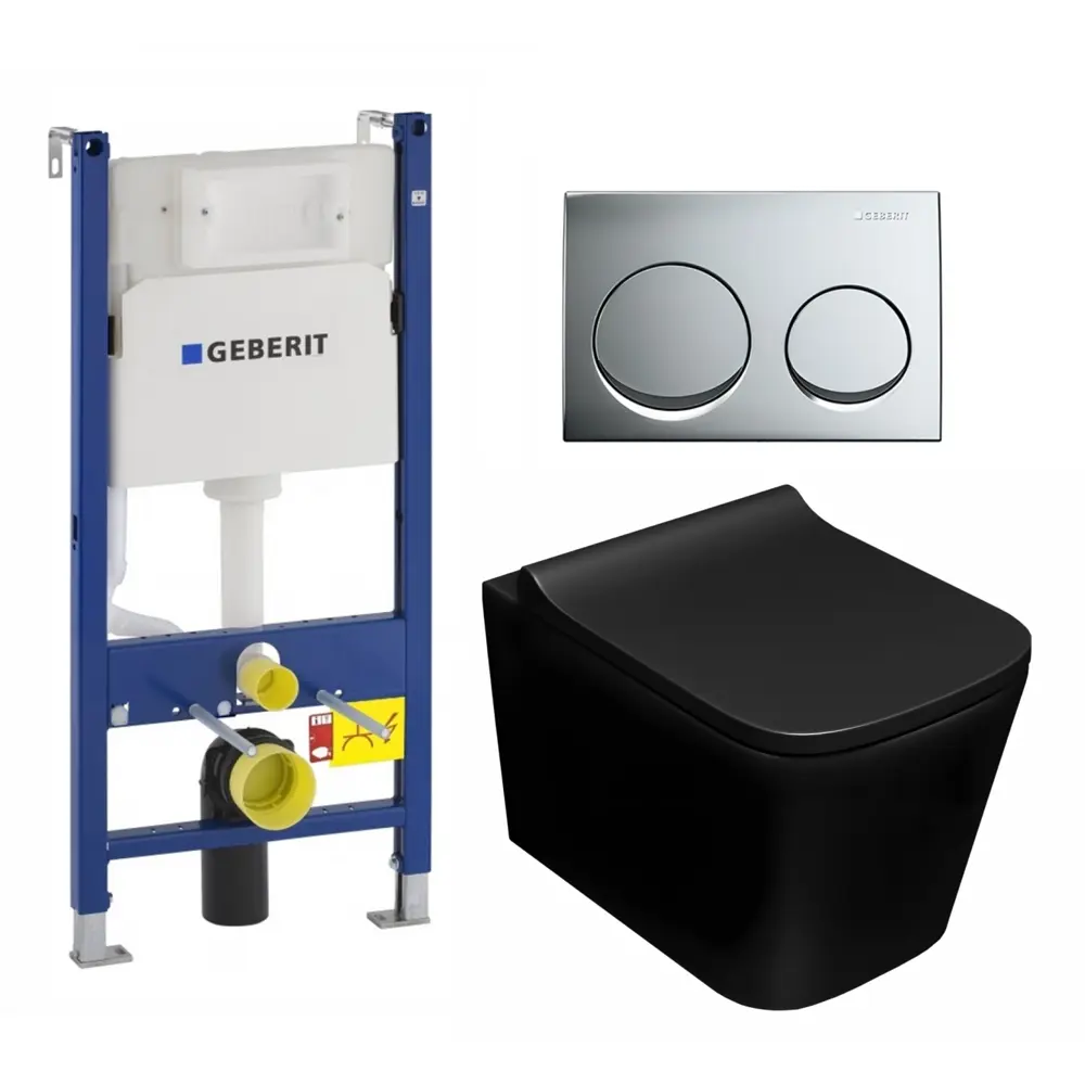 Фото Комплект инсталляция с унитазом Geberit 672946 цвет черный Фото Комплект инсталляция с унитазом Geberit 672946 цвет черный