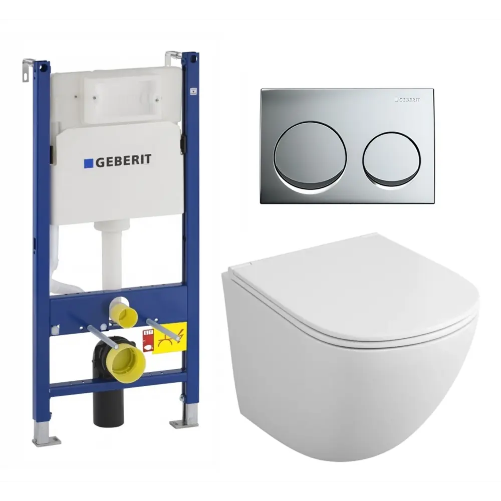 Фото Комплект инсталляция с унитазом Geberit 672960 цвет белый Фото Комплект инсталляция с унитазом Geberit 672960 цвет белый