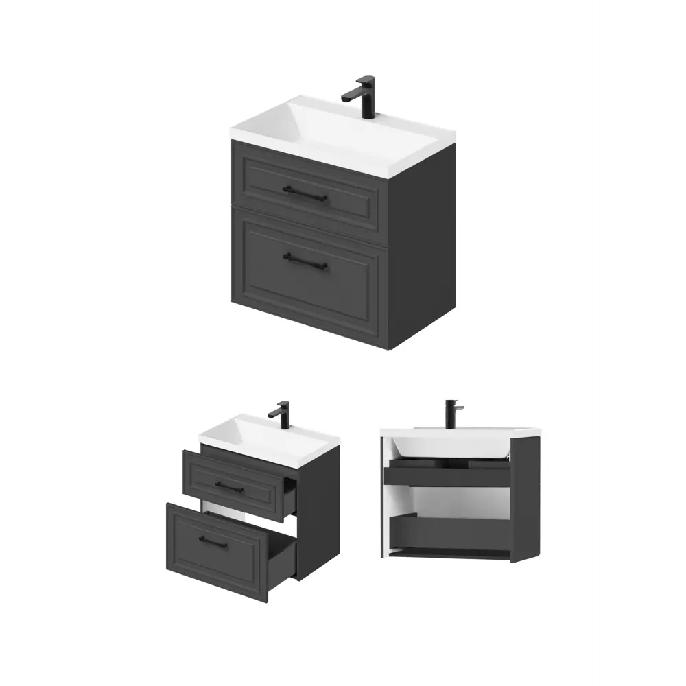 Фото 9 Тумба под раковину подвесная Итана 4657839167907 69.4см цвет графит Фото 9 Тумба под раковину подвесная Итана 4657839167907 69.4см цвет графит