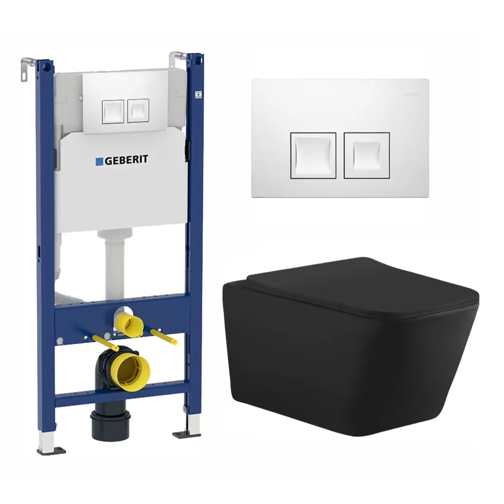 Фото Комплект инсталляция с унитазом Geberit 462847 цвет черный Фото Комплект инсталляция с унитазом Geberit 462847 цвет черный