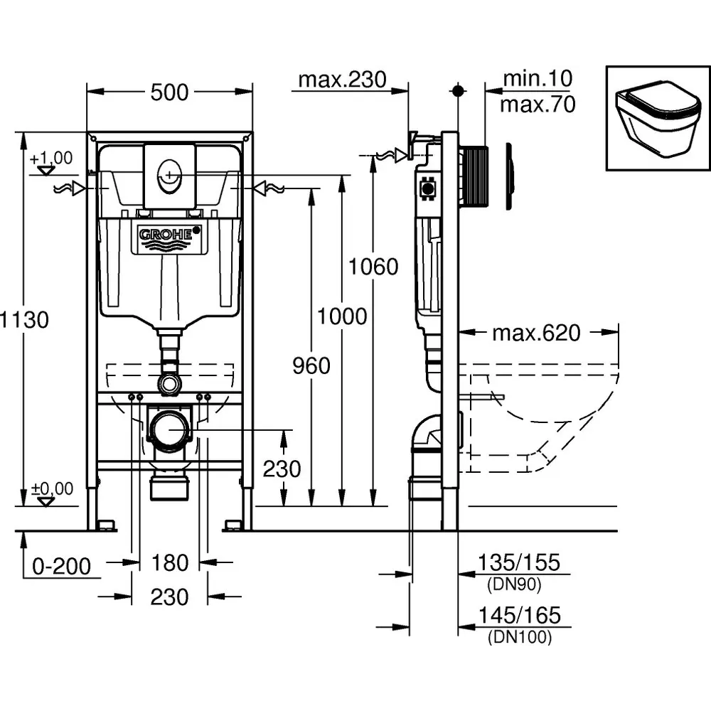Фото 15 Комплект инсталляция с унитазом Grohe 553219 цвет белый Фото 15 Комплект инсталляция с унитазом Grohe 553219 цвет белый