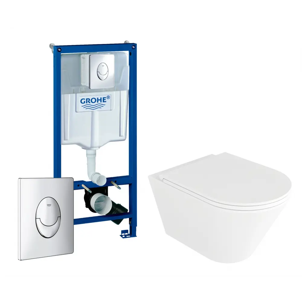 Фото Комплект инсталляция с унитазом Grohe 553219 цвет белый Фото Комплект инсталляция с унитазом Grohe 553219 цвет белый