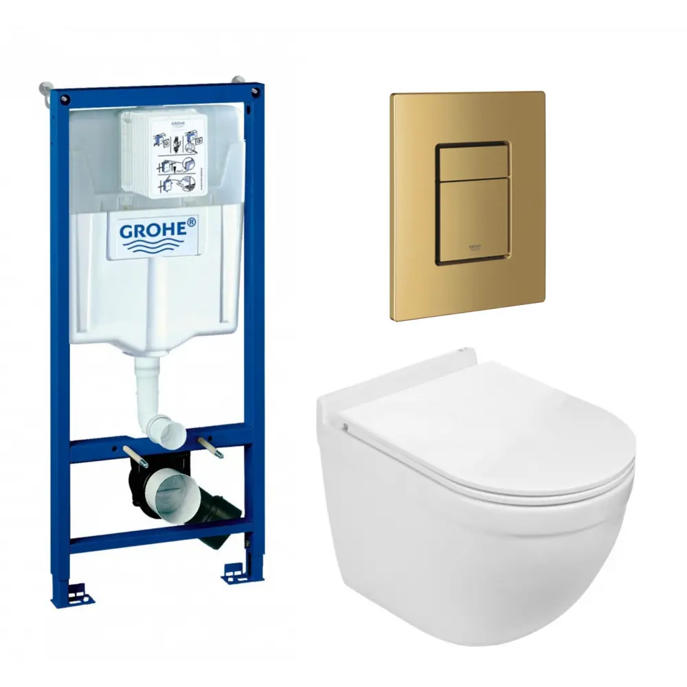 Фото Комплект инсталляция с унитазом Grohe 639750 цвет белый Фото Комплект инсталляция с унитазом Grohe 639750 цвет белый