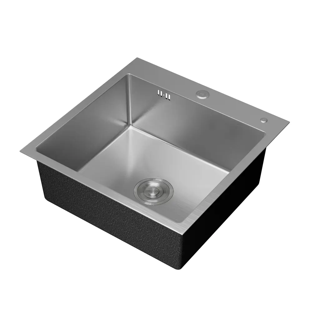 Фото 3 Мойка для кухни Bauedge KT5050S 50x50 см глубина чаши 19.5 см нержавеющая сталь цвет сатин Фото 3 Мойка для кухни Bauedge KT5050S 50x50 см глубина чаши 19.5 см нержавеющая сталь цвет сатин