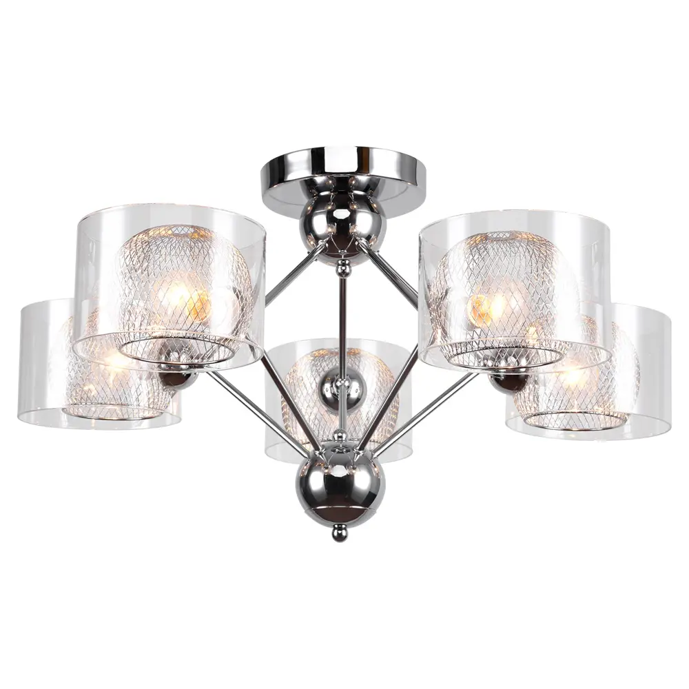 Фото Люстра потолочная Люссоле Lanier Sy9728 5 ламп 15 м² цвет хром Фото Люстра потолочная Люссоле Lanier Sy9728 5 ламп 15 м² цвет хром
