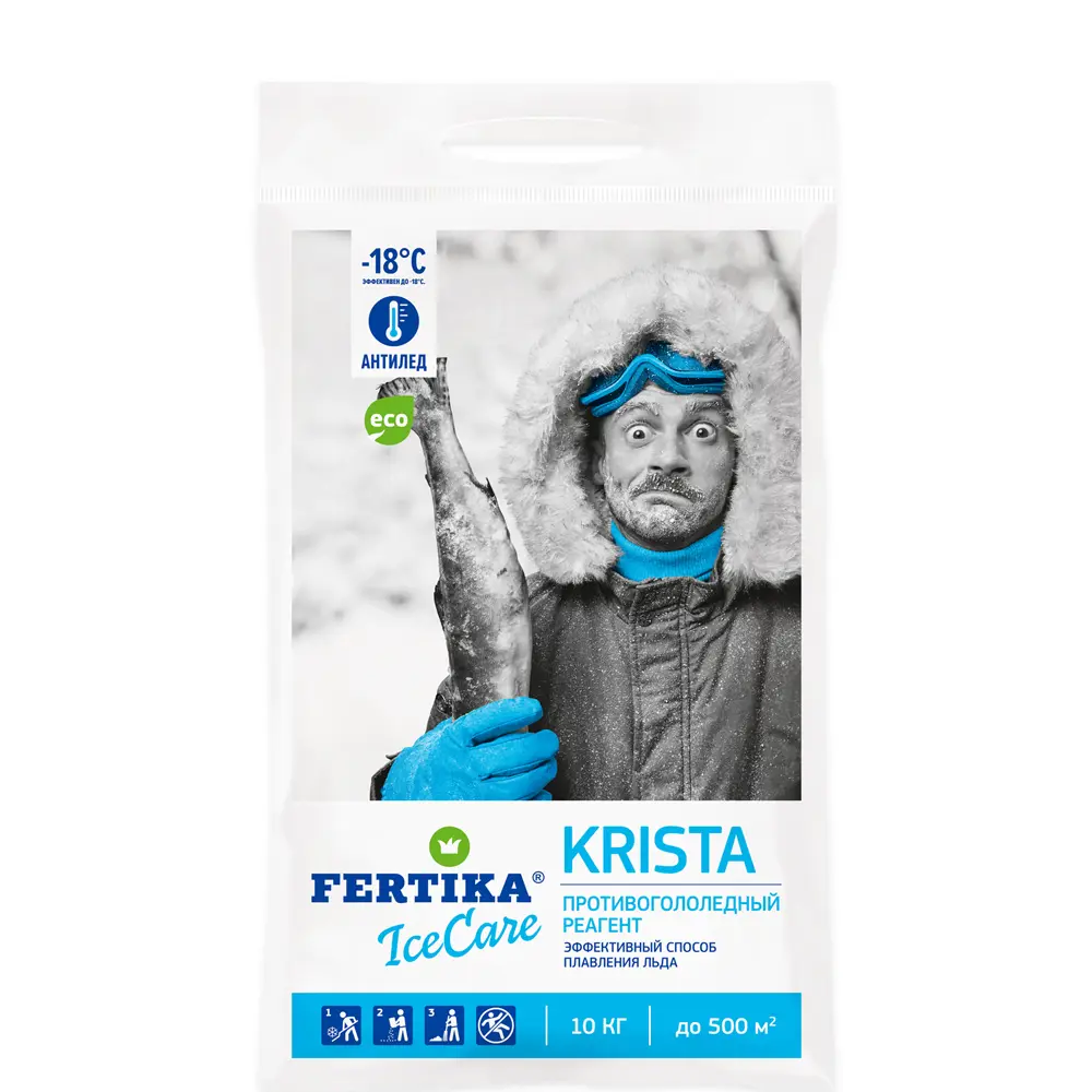 Фото Противогололедный реагент IceCare Krista до -18 градусов 10 кг Фото Противогололедный реагент IceCare Krista до -18 градусов 10 кг
