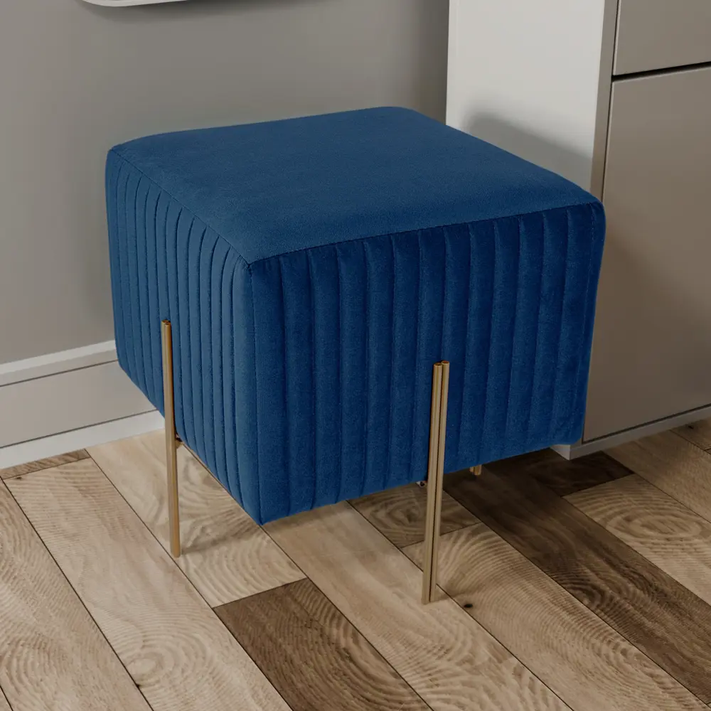 Фото 6 Пуф велюр синий 40 x 42 см Фото 6 Пуф велюр синий 40 x 42 см