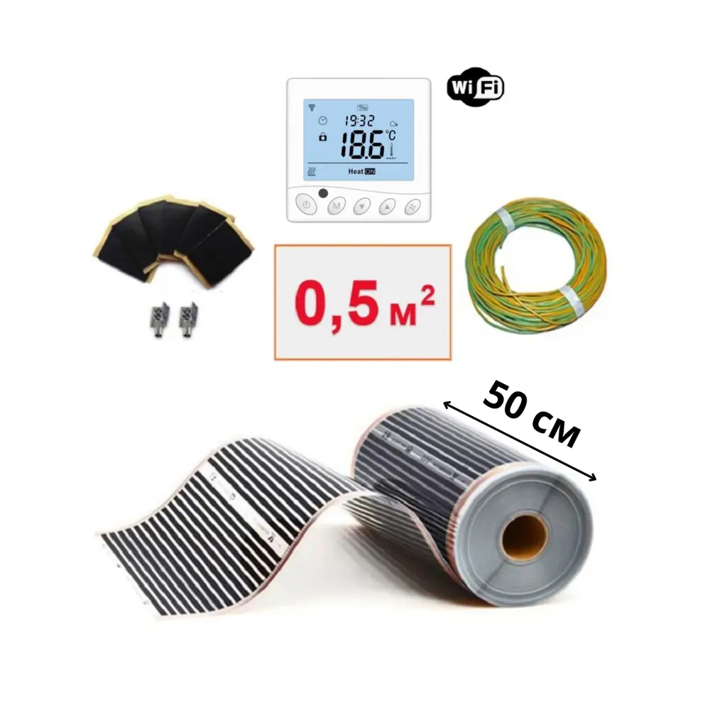 Фото 2 Инфракрасная пленка для теплого пола Теплософт FT-305 0.5 м² 110 Вт с электронным терморегулятором W350