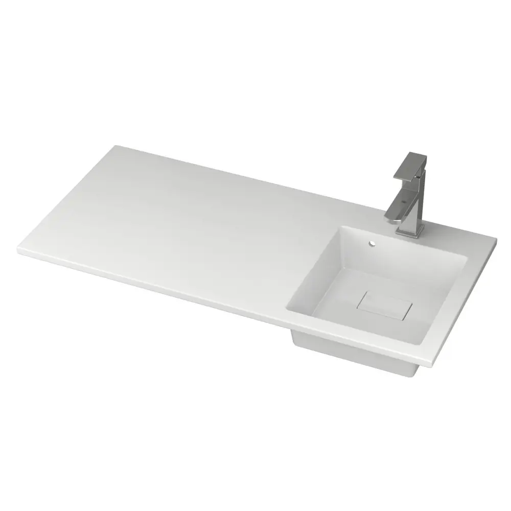 Фото 3 Раковина на стиральную машину Bauedge stil XMY0109 100см цвет белый глянец/хром