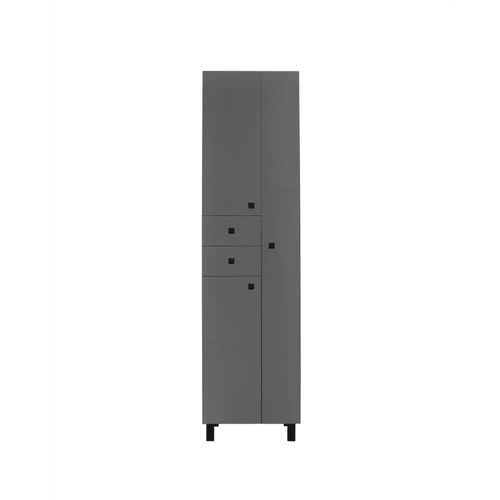 Фото 2 Шкаф в ванную пенал напольный Руан 50 темно-серый/графит правый Фото 2 Шкаф в ванную пенал напольный Руан 50 темно-серый/графит правый