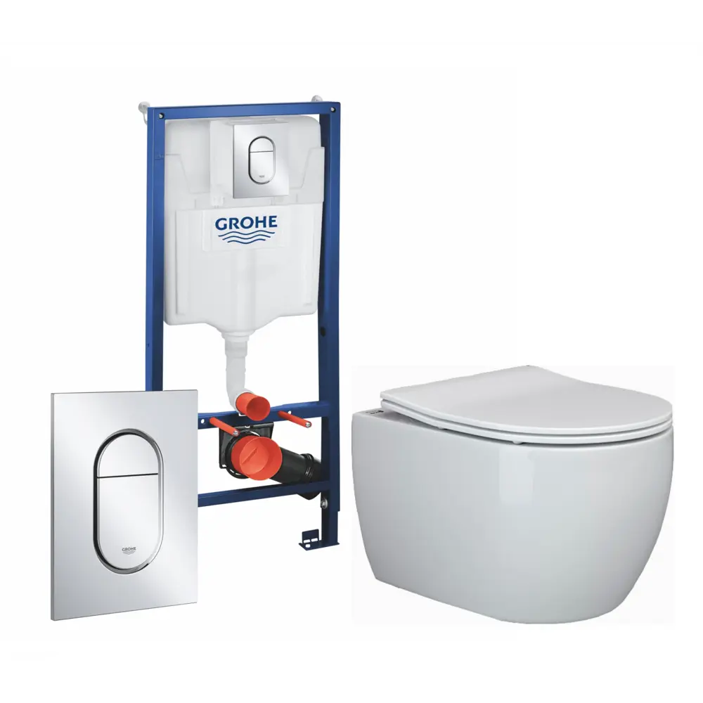 Фото Комплект инсталляция с унитазом Grohe 512518 цвет белый Фото Комплект инсталляция с унитазом Grohe 512518 цвет белый